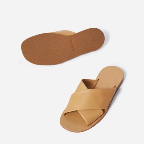 Everlane The Day Crossover Sandals in Light Taupe New Womens Slides Flats - Picture 1 of 13